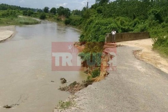 Plight of PMGSY work: River erosion broke the road: Villagers to loose accessibility Plight of PMGSY work: River erosion broke the road: Villagers to loose accessibility